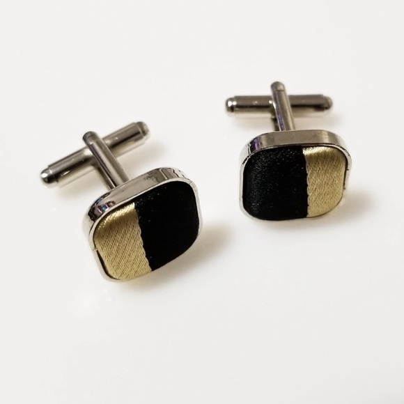 Black & Gold Thread Cufflinks by Vitaly - Picture 2 of 5